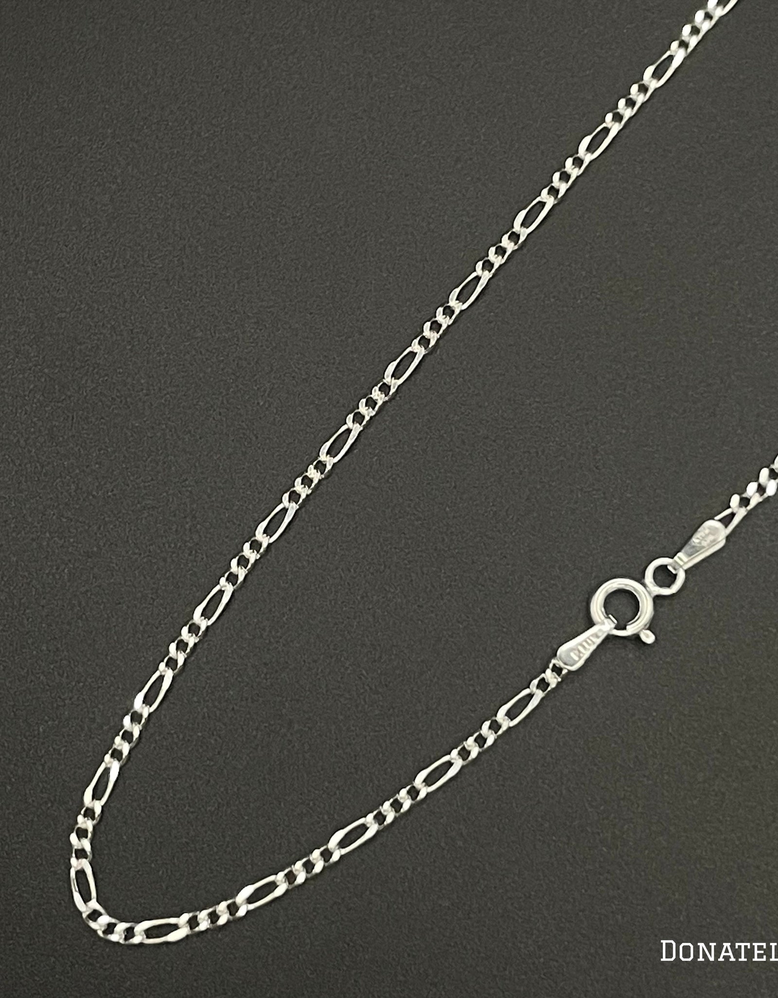 Sterling Silver 925 Figaro Link Chain 1.7MM, 16"-24", Figaro Link Chain Necklace, Italian Made Sterling Silver 925 Unisex Chain by Donatello Gian