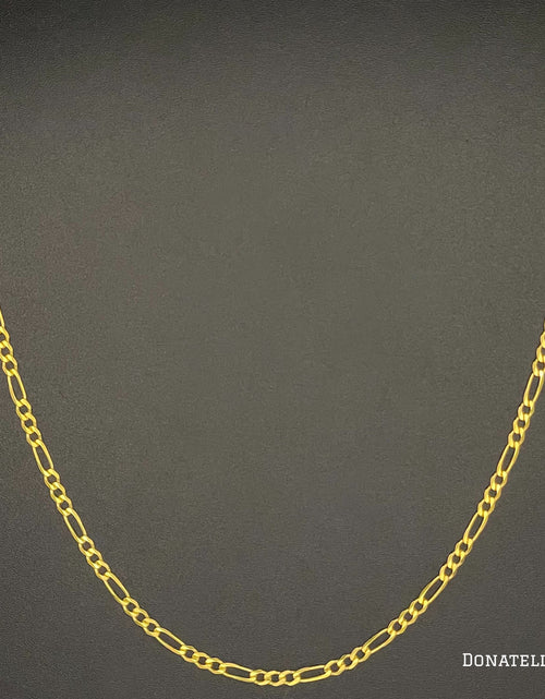 Load image into Gallery viewer, Sterling Silver 925 Figaro Link Chain 2.5MM, 16"-24", Figaro Chain Necklace, 14K Yellow Gold Plated Italian Made Sterling Silver 925 Unisex Chain by Donatello Gian

