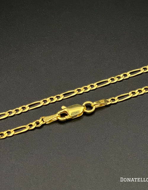 Load image into Gallery viewer, Sterling Silver 925 Figaro Link Chain 2.5MM, 16"-24", Figaro Chain Necklace, 14K Yellow Gold Plated Italian Made Sterling Silver 925 Unisex Chain by Donatello Gian
