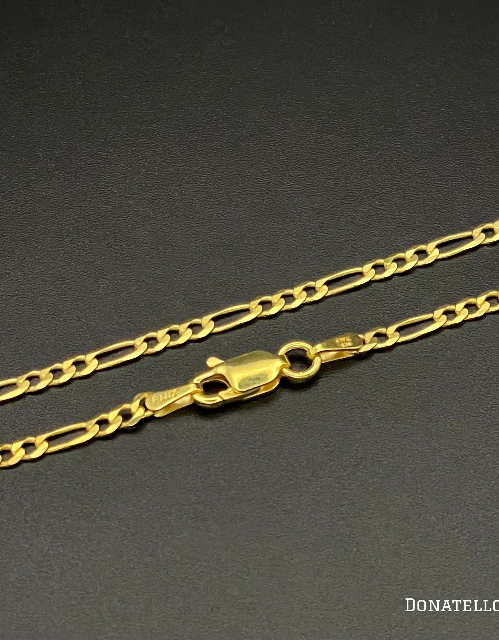 Sterling Silver 925 Figaro Link Chain 2.5MM, 16"-24", Figaro Chain Necklace, 14K Yellow Gold Plated Italian Made Sterling Silver 925 Unisex Chain by Donatello Gian
