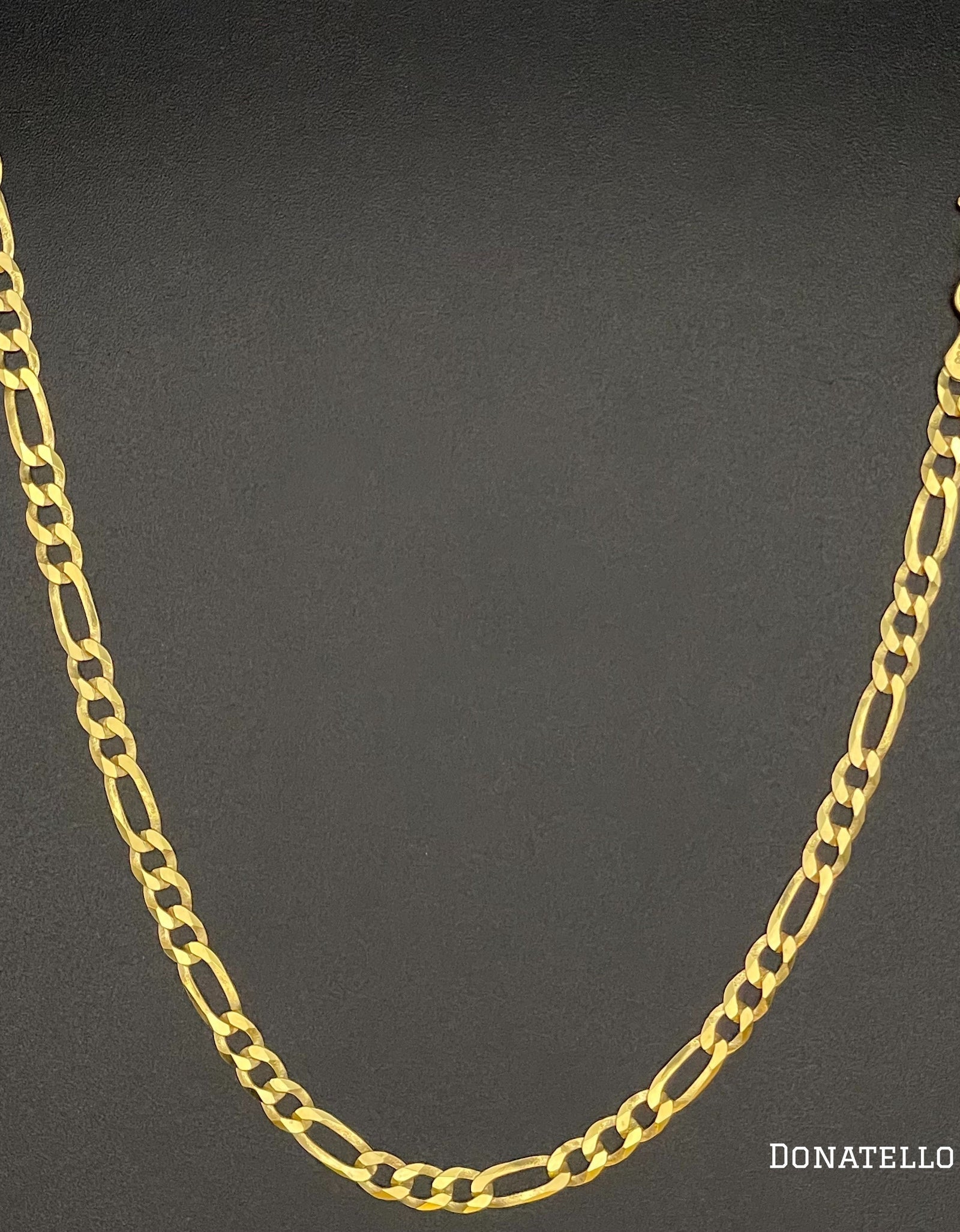 Sterling Silver 925 Figaro Link Chain 3.5MM, 16"-24", Figaro Chain Necklace, 14K Yellow Gold Plated Italian Made Sterling Silver 925 Unisex Chain by Donatello Gian