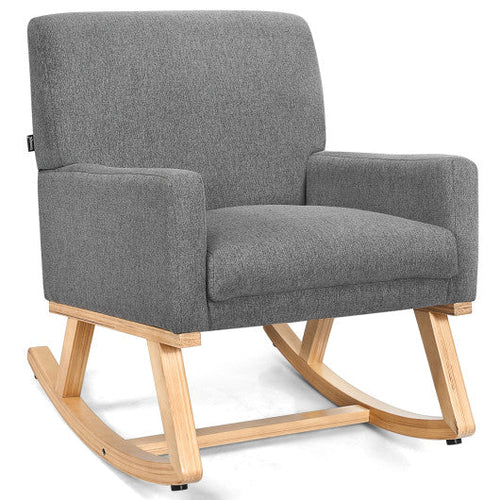 Load image into Gallery viewer, Upholstered Rocking Chair with and Solid Wood Base-Gray
