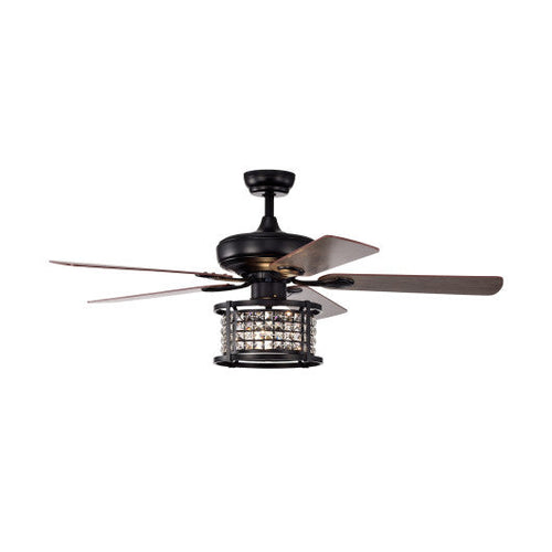 Load image into Gallery viewer, 52 Inch 3-Speed Crystal Ceiling Fan Light with Remote Control-Black
