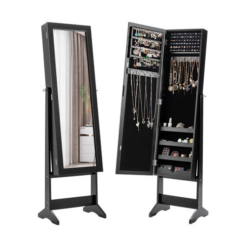 Load image into Gallery viewer, Mirrored Standing Jewelry Cabinet Storage Box-Black
