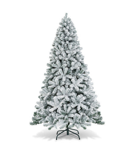 7.5 Feet Snow Flocked Hinged Artificial Christmas Tree without Lights