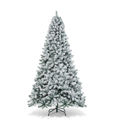 9 Feet Artificial Christmas Tree with Premium Snow Flocked Hinged