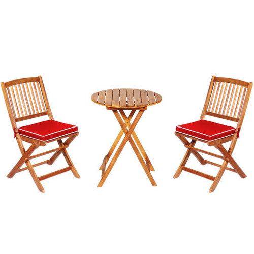 Load image into Gallery viewer, 3 Pieces Patio Folding Bistro Set with Padded Cushion and Round Coffee Table-Red
