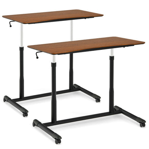 Load image into Gallery viewer, Height Adjustable Computer Desk Sit to Stand Rolling Notebook Table-Brown
