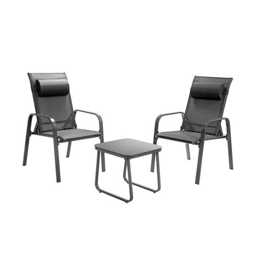 Load image into Gallery viewer, 3 Pieces Patio Bistro Furniture Set with Adjustable Backrest-Gray
