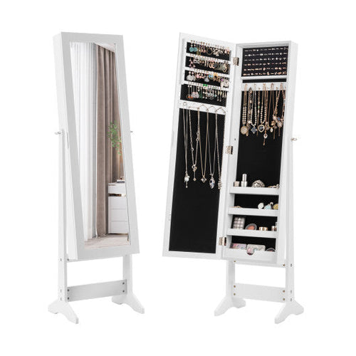 Load image into Gallery viewer, Mirrored Standing Jewelry Cabinet Storage Box-White
