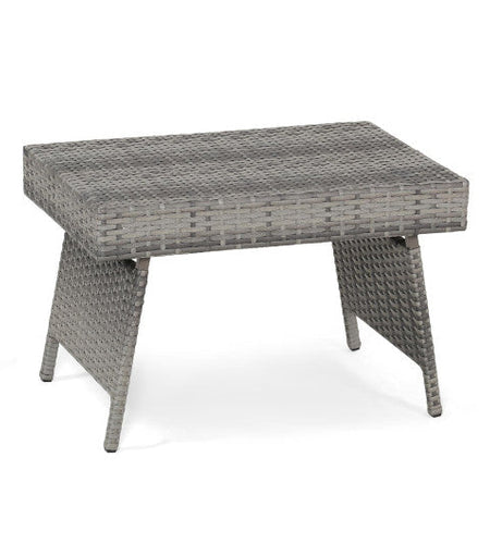 Folding PE Rattan Side Coffee Table Patio Garden Furniture-Gray