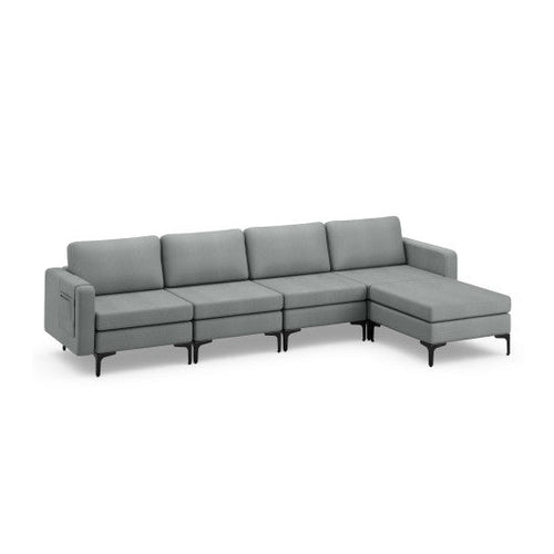 Load image into Gallery viewer, 1/2/3/4-Seat Convertible Sectional Sofa with Reversible Ottoman-4-Seat L-shaped with 2 USB Ports
