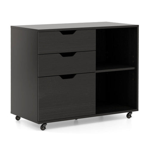 Load image into Gallery viewer, 3-Drawer File Cabinet with Adjustable Shelf and Wheels for Letter-Black
