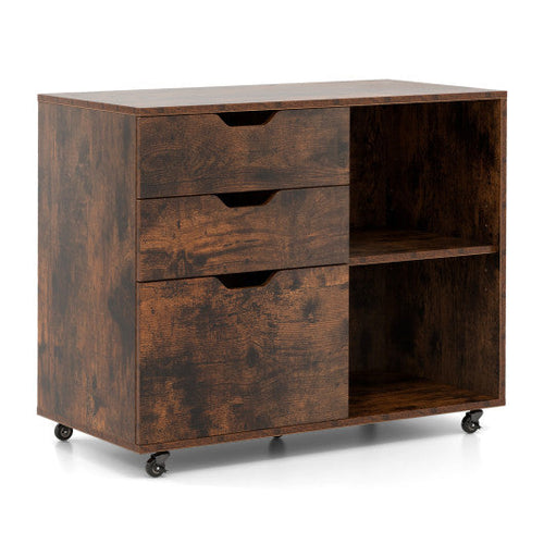 Load image into Gallery viewer, 3-Drawer File Cabinet with Adjustable Shelf and Wheels for Letter-Rustic Brown
