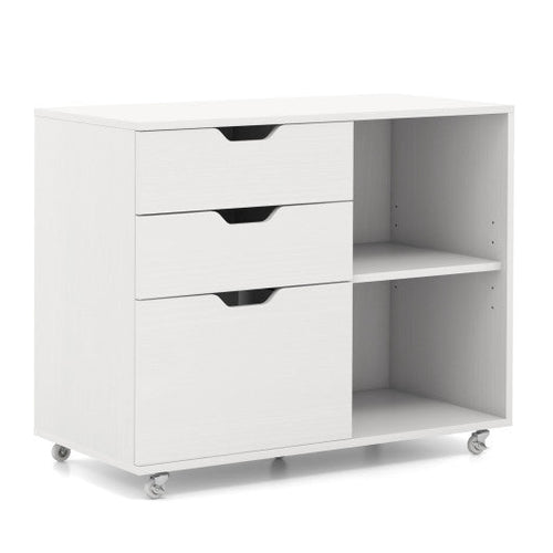 Load image into Gallery viewer, 3-Drawer File Cabinet with Adjustable Shelf and Wheels for Letter-White
