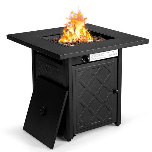 Load image into Gallery viewer, 28 Inch Propane 50 000 BTU Patio Square Gas Fireplace with Lava Rock-Black
