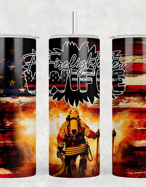 Load image into Gallery viewer, Firefighter Wife|Skinny Tumbler|Optional Bluetooth Speaker| Speaker Color Varies by Rowdy Ridge Co

