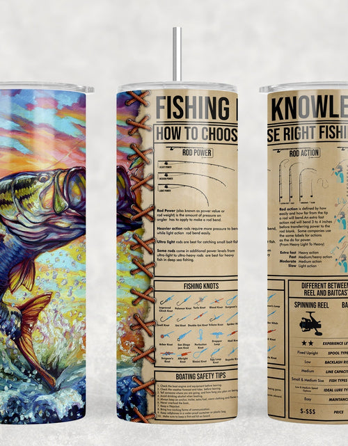 Load image into Gallery viewer, Fishing Knowledge|Skinny Tumbler|Optional Bluetooth Speaker| Speaker Color Varies by Rowdy Ridge Co
