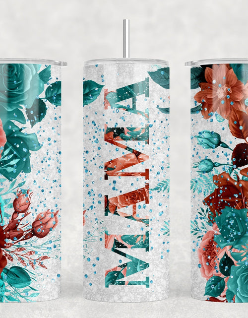 Load image into Gallery viewer, Floral Mama - 20 oz Steel Skinny Tumbler - Optional Blue Tooth Speaker - Speaker Color will Vary by Rowdy Ridge Co
