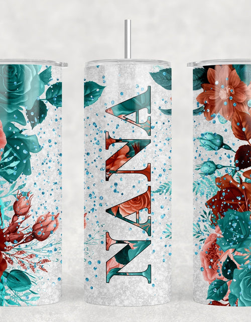 Load image into Gallery viewer, Floral Nana - 20 oz Steel Skinny Tumbler - Optional Blue Tooth Speaker - Speaker Color will Vary by Rowdy Ridge Co
