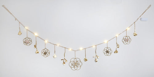 Load image into Gallery viewer, Flower of Life Healing Crystal Grid Garland with String Lighting by Ariana Ost

