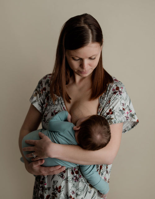 Load image into Gallery viewer, Floral Mommy Labor and Delivery Nursing Hospital Gown by Three Little Tots
