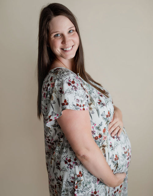 Load image into Gallery viewer, Floral Mommy Labor and Delivery Nursing Hospital Gown by Three Little Tots
