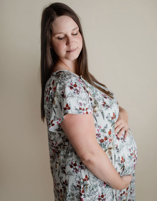 Load image into Gallery viewer, Floral Mommy Labor and Delivery Nursing Hospital Gown by Three Little Tots
