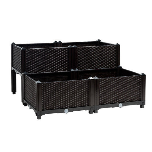 Load image into Gallery viewer, Set of 4 Elevated Flower Vegetable Herb Grow Planter Box-Brown
