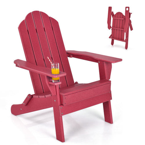 Load image into Gallery viewer, Foldable Weather Resistant Patio Chair with Built-in Cup Holder-Red
