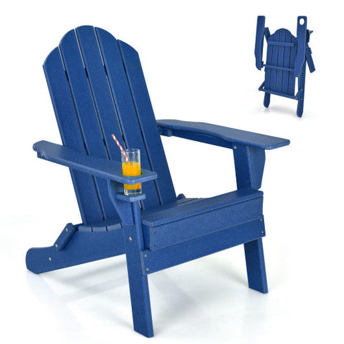 Load image into Gallery viewer, Foldable Weather Resistant Patio Chair with Built-in Cup Holder-Navy

