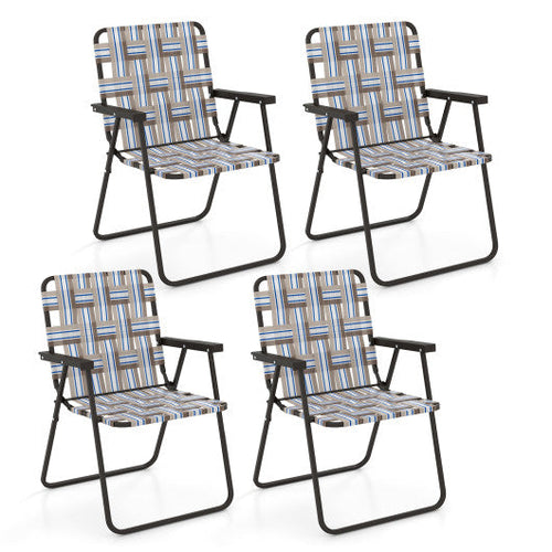 Load image into Gallery viewer, 4 Pieces Folding Beach Chair Camping Lawn Webbing Chair-Coffee
