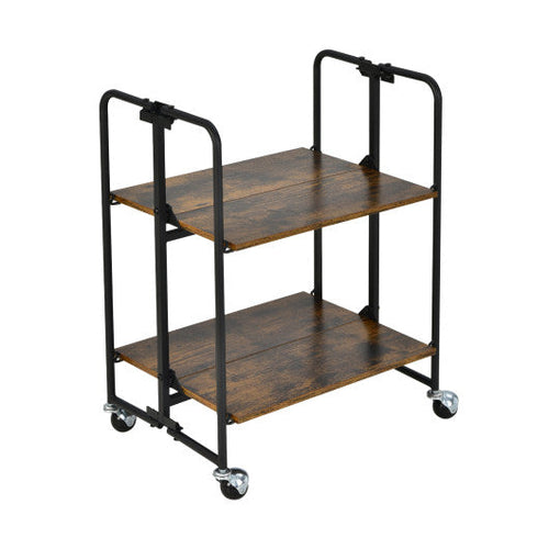 Load image into Gallery viewer, Folding Rolling Cart with Metal Frame-2-Tier
