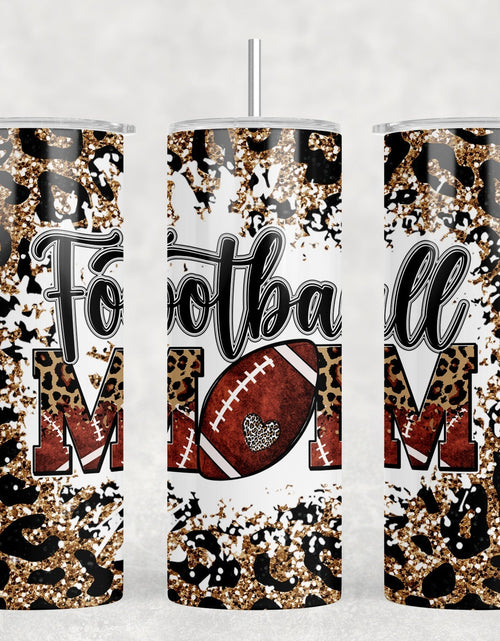 Load image into Gallery viewer, Football Mom Leopard Print - 20 oz Steel Skinny Tumbler - Optional Blue Tooth Speaker - Speaker Color will Vary by Rowdy Ridge Co
