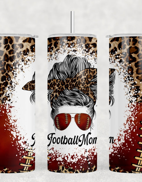 Load image into Gallery viewer, Football Mom Leopard Print|Skinny Tumbler|Optional Bluetooth Speaker| Speaker Color Varies by Rowdy Ridge Co
