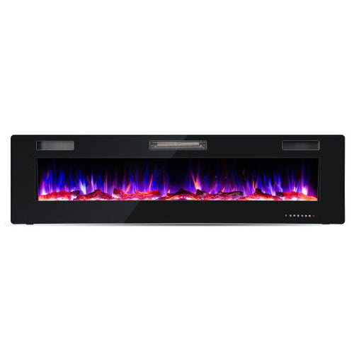 Load image into Gallery viewer, 68 Inch Ultra-Thin Electric Fireplace Recessed Wall Mounted with Crystal Log Decoration
