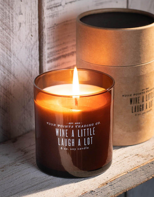 Load image into Gallery viewer, Wine A Little, Laugh A Lot 8oz Soy Candle by Four Points Trading Co.
