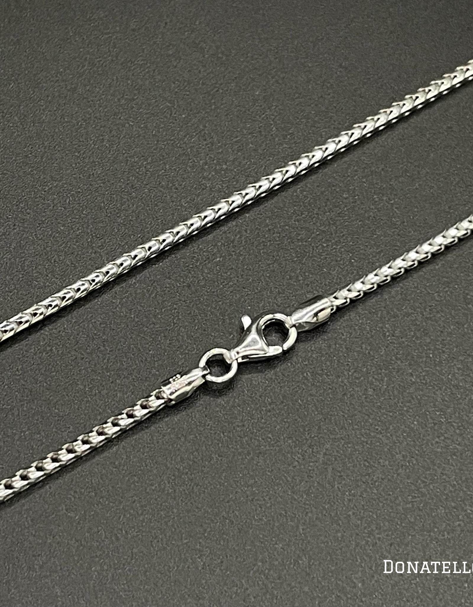 Sterling Silver 925 Round Franco Chain 1.7MM, 16"-24", Square Box Chain Necklace, Italian Made Sterling Silver 925 Unisex Chain by Donatello Gian