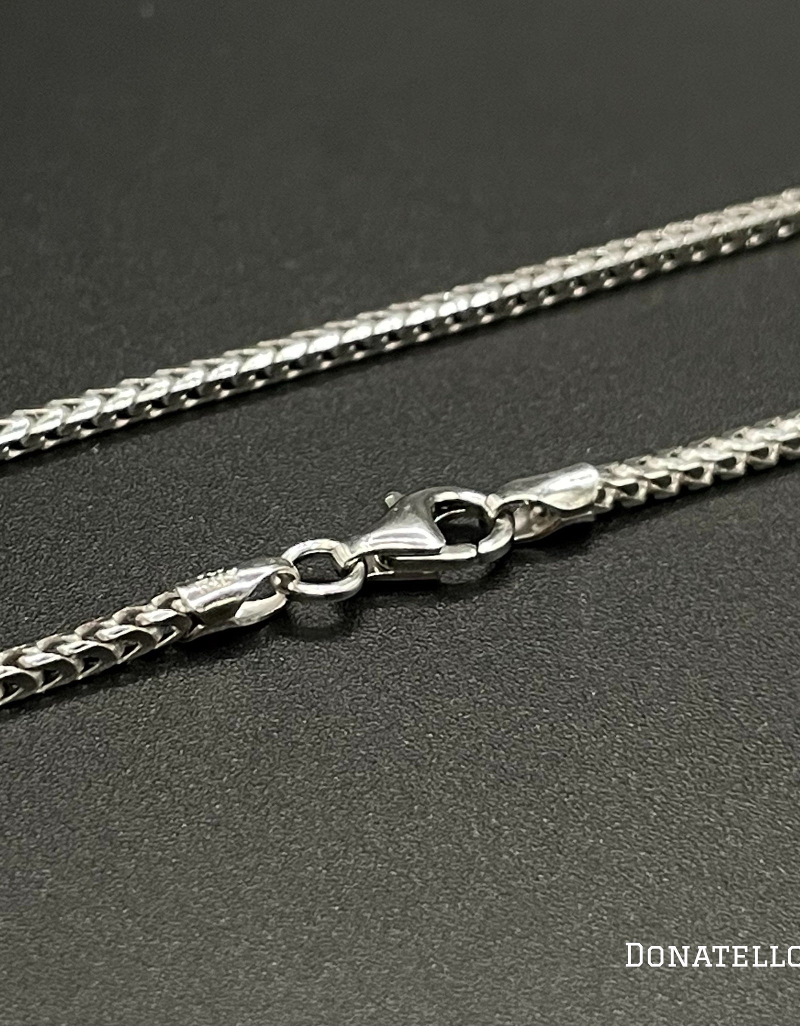 Sterling Silver 925 Round Franco Chain 1.7MM, 16"-24", Square Box Chain Necklace, Italian Made Sterling Silver 925 Unisex Chain by Donatello Gian