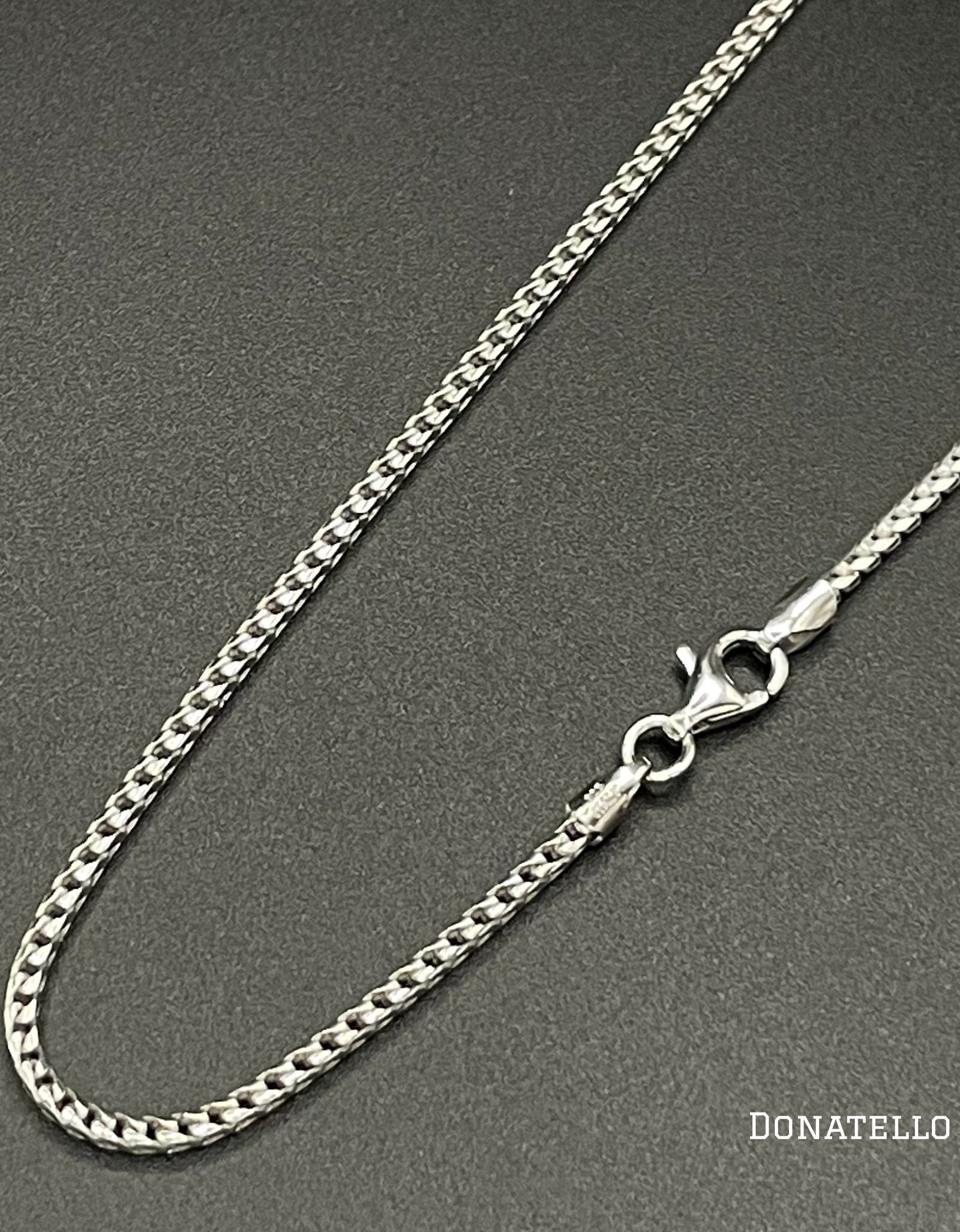 Sterling Silver 925 Round Franco Chain 1.7MM, 16"-24", Square Box Chain Necklace, Italian Made Sterling Silver 925 Unisex Chain by Donatello Gian