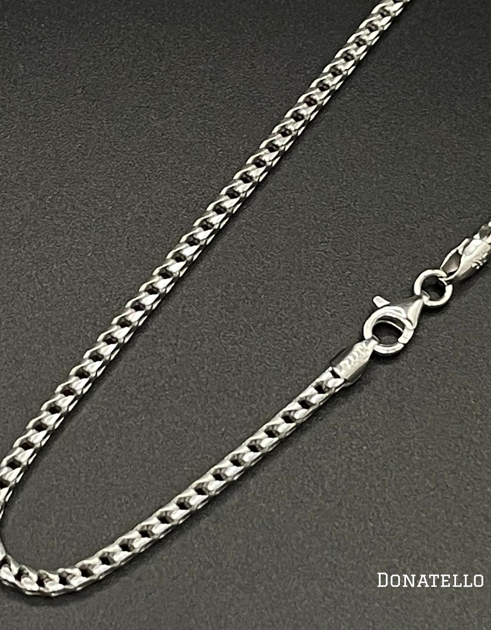 Sterling Silver 925 Franco Chain 2.5MM, 16"-24", Square Box Chain Necklace, Italian Made Sterling Silver 925 Unisex Chain by Donatello Gian