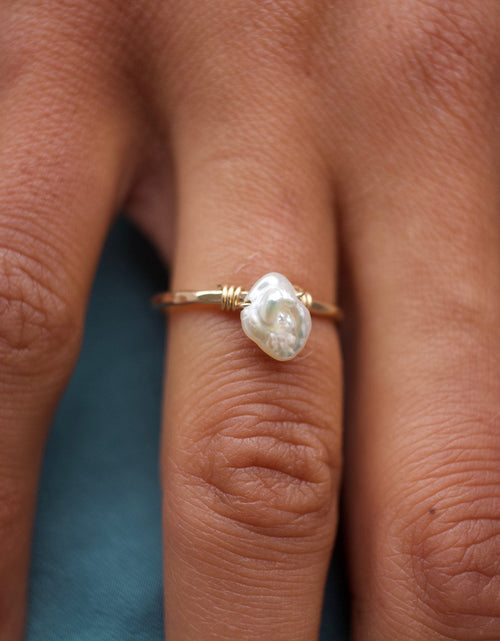 Load image into Gallery viewer, Freshwater Keshi Pearl Ring by Toasted Jewelry
