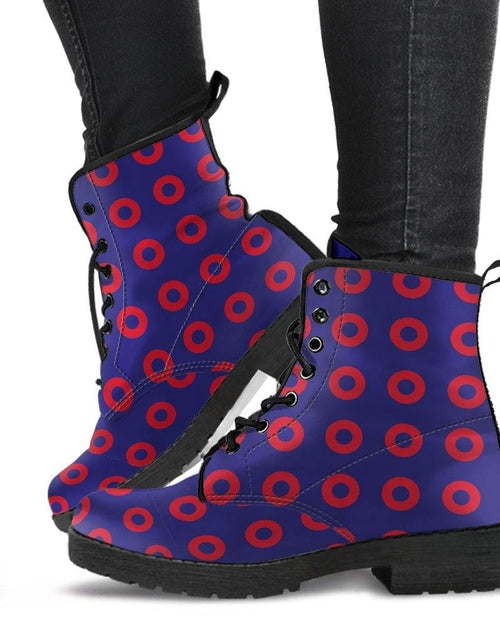 Load image into Gallery viewer, Phish  Memory Foam Boots | All Season Lace Up Boots | Vegan Leather Combat Boot | Band Fishman Donuts by Manifestie
