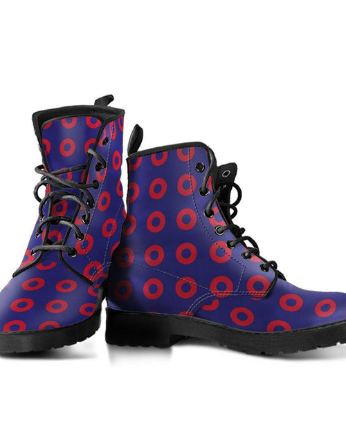 Load image into Gallery viewer, Phish  Memory Foam Boots | All Season Lace Up Boots | Vegan Leather Combat Boot | Band Fishman Donuts by Manifestie
