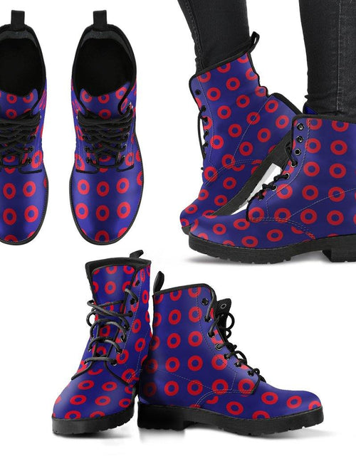 Load image into Gallery viewer, Phish  Memory Foam Boots | All Season Lace Up Boots | Vegan Leather Combat Boot | Band Fishman Donuts by Manifestie
