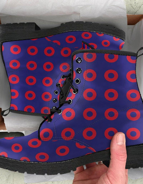Load image into Gallery viewer, Phish  Memory Foam Boots | All Season Lace Up Boots | Vegan Leather Combat Boot | Band Fishman Donuts by Manifestie
