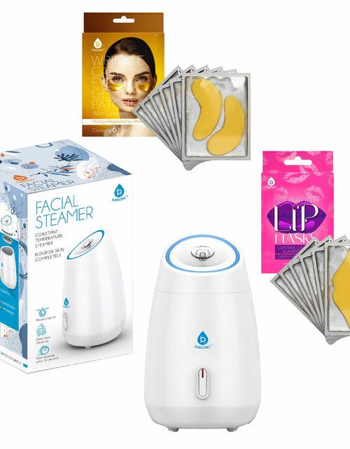 Load image into Gallery viewer, Pursonic Deluxe Facial Steamer with 6 Soothing Eye Masks &amp; 6 Nourishing Lip Masks by Pursonic
