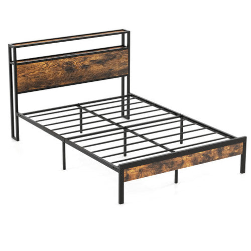 Load image into Gallery viewer, Twin/Full/Queen Bed Frame with Storage Headboard and Charging Station-Full Size
