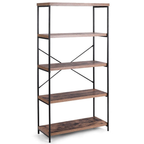 Load image into Gallery viewer, Multipurpose Open Bookcase Industrial Rack Wide Standing Storage Shelf-Brown
