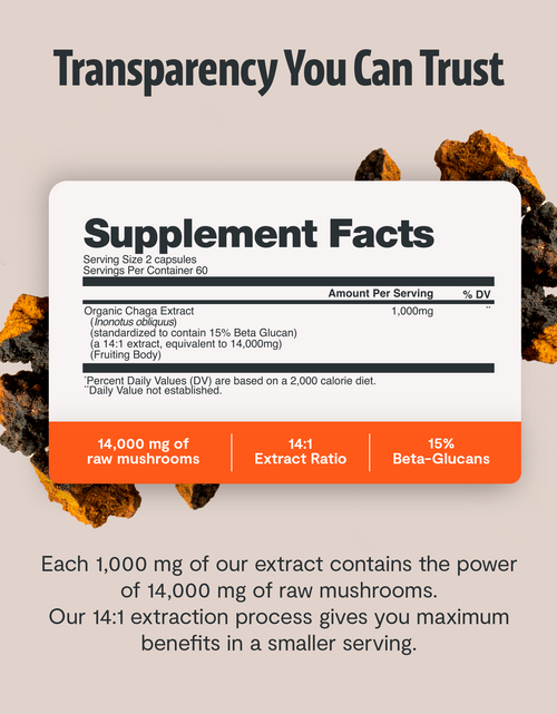Load image into Gallery viewer, Chaga Mushroom Extract Capsules
